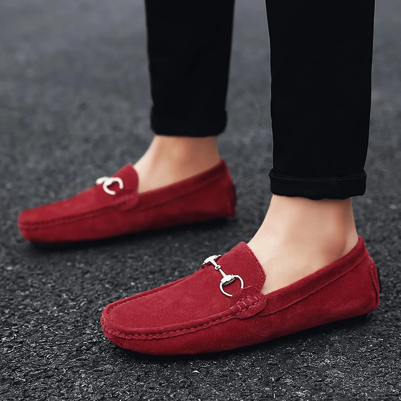Asifn Men's Casual Leather Loafers Fashion Walking Flat Slip-On Lightweight Driving Shoes