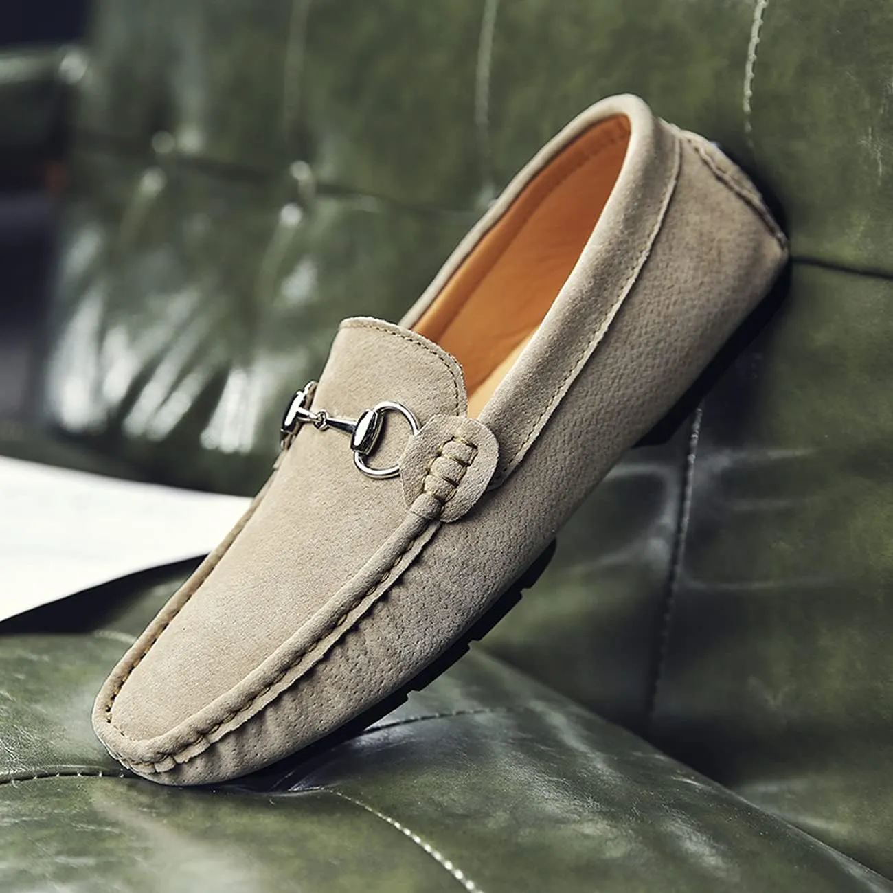 Asifn Men's Casual Leather Loafers Fashion Walking Flat Slip-On Lightweight Driving Shoes