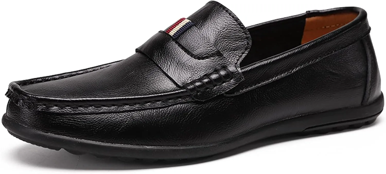 Asifn Men's Walking Leather Slip-on Business Office Loafers Comfort Casual Driving Shoes