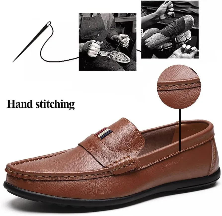 Asifn Men's Walking Leather Slip-on Business Office Loafers Comfort Casual Driving Shoes