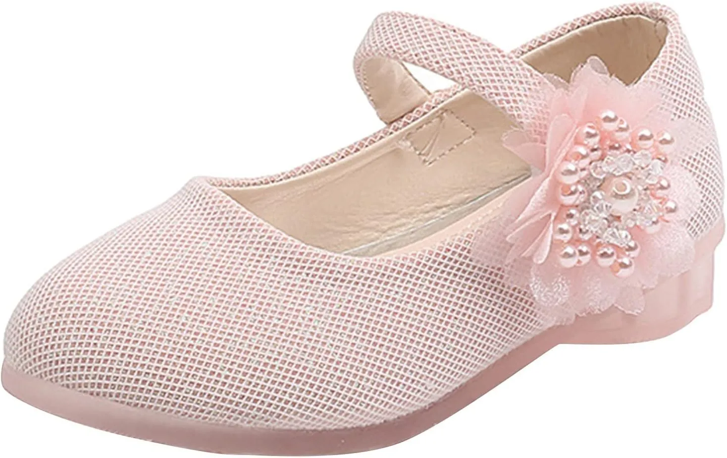Baby Girls Dress Mary Jane Shining Ballet Flat Toddler School Princess Wedding Pearl Flower Glitter Shoes