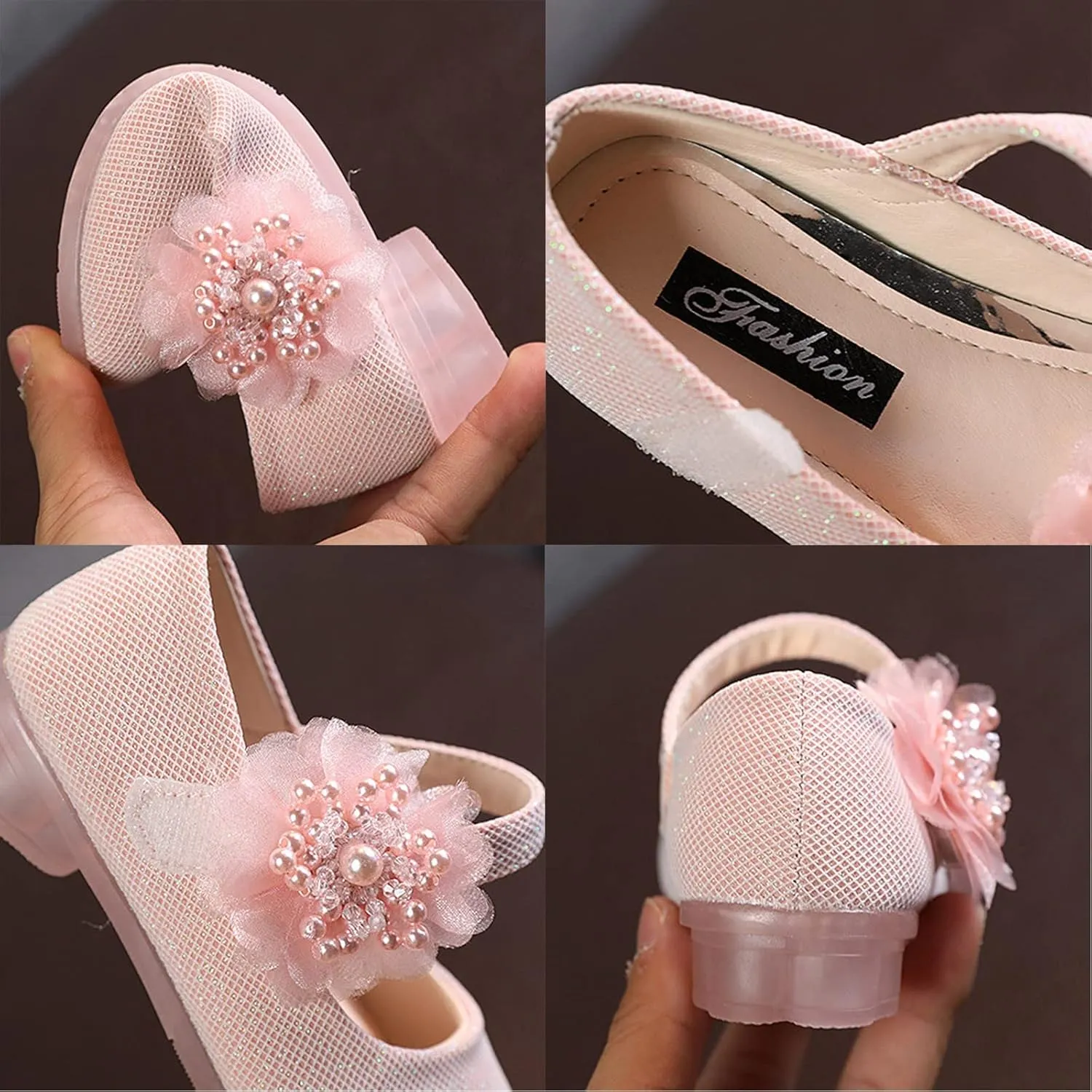 Baby Girls Dress Mary Jane Shining Ballet Flat Toddler School Princess Wedding Pearl Flower Glitter Shoes