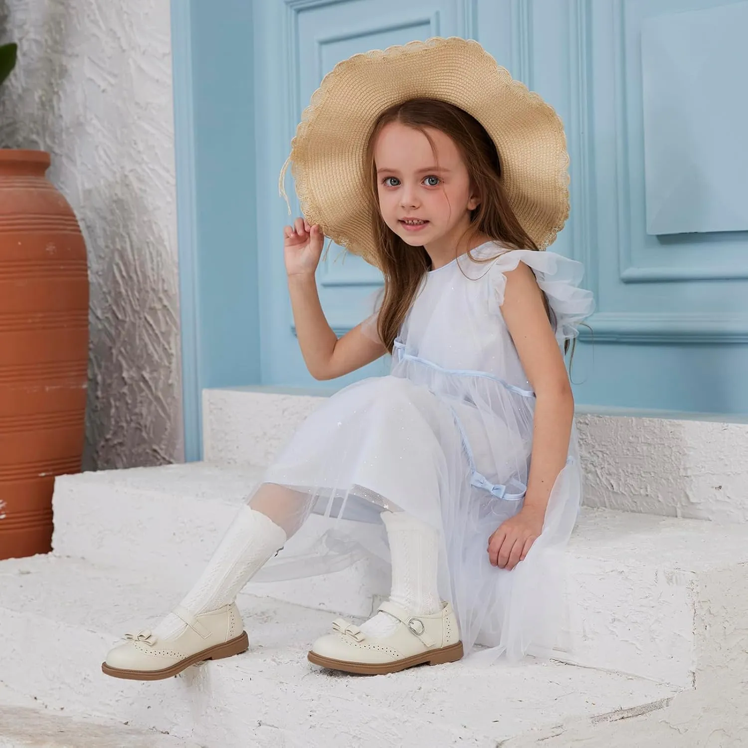 Balabala Toddler Girls Mary Jane Flats Ballet Shoes,Little Girl Princess Dress Shoes for School, Party and Wedding