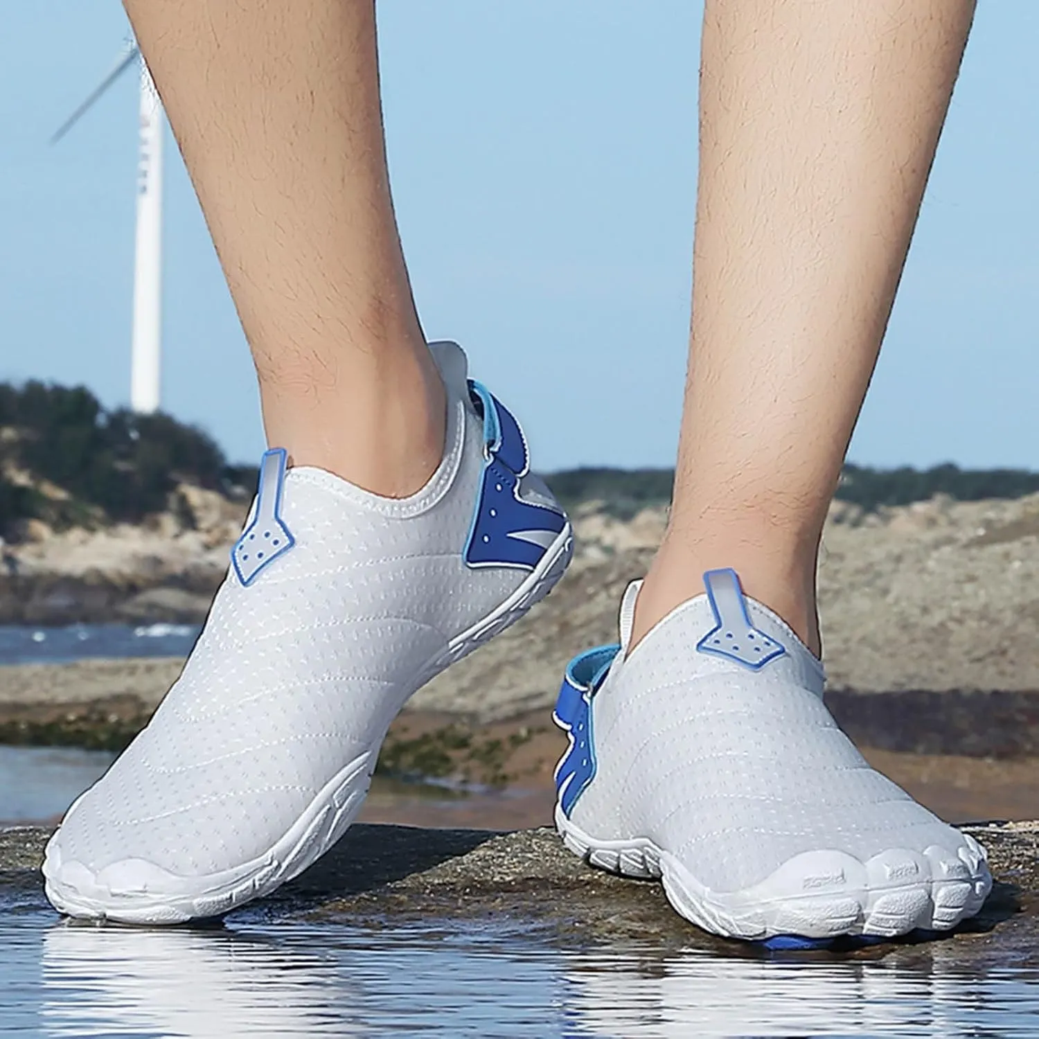 Beach Water Shoes Mens Womens Wetsuit Boots Quick Dry Water Pool Trainer Sport Shoes for Swim Surf Beach Boating Snorkeling Diving Running Yoga High Top Barefoot Water Socks for Men Women