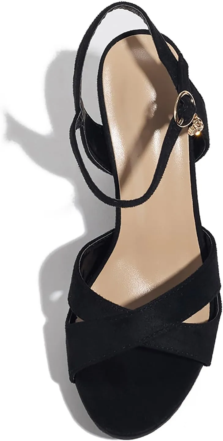 Block Heeled Platform Sandals Chunky Open Toe Shoes for Women