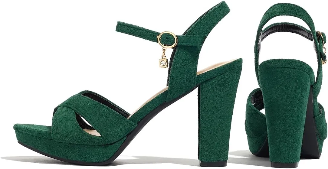 Block Heeled Platform Sandals Chunky Open Toe Shoes for Women