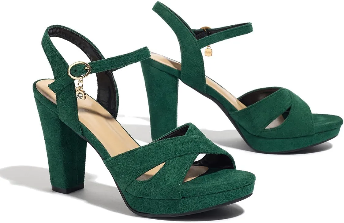 Block Heeled Platform Sandals Chunky Open Toe Shoes for Women