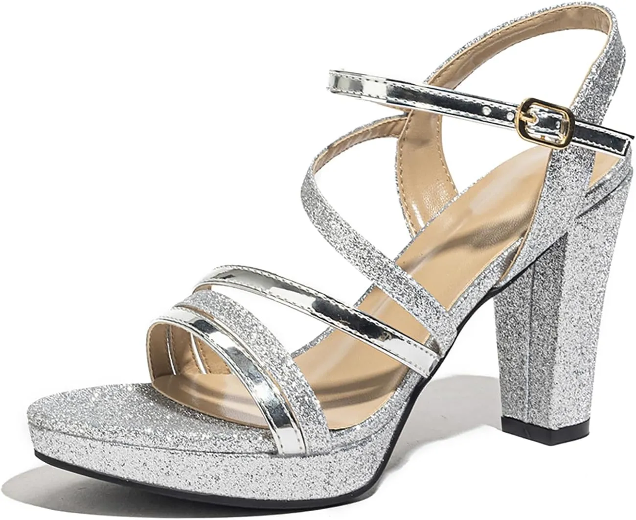Block Heeled Platform Sandals Chunky Open Toe Shoes for Women