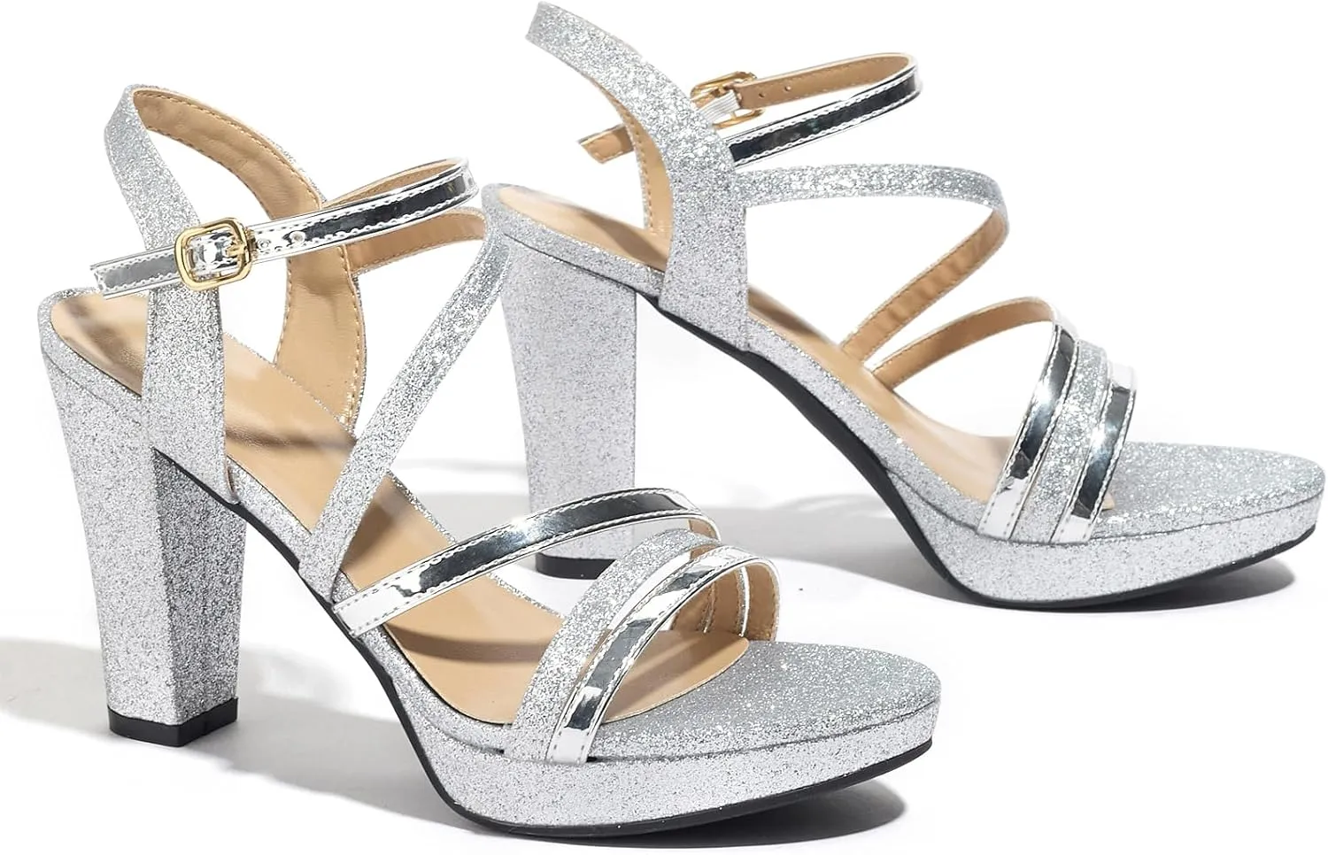 Block Heeled Platform Sandals Chunky Open Toe Shoes for Women