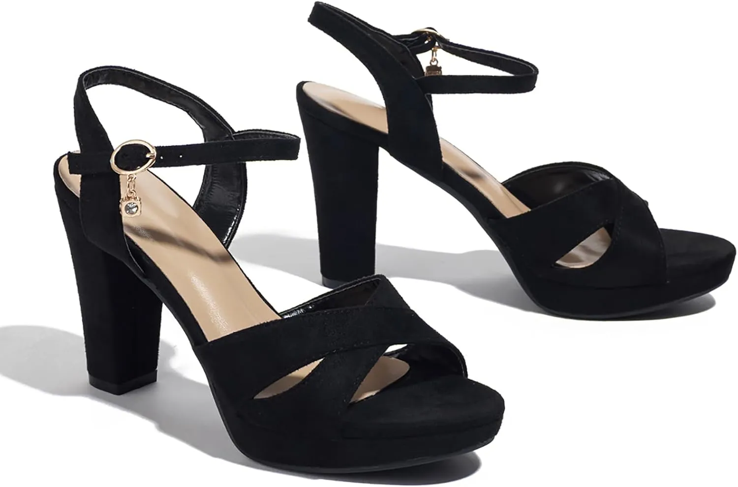 Block Heeled Platform Sandals Chunky Open Toe Shoes for Women