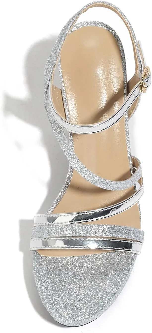 Block Heeled Platform Sandals Chunky Open Toe Shoes for Women