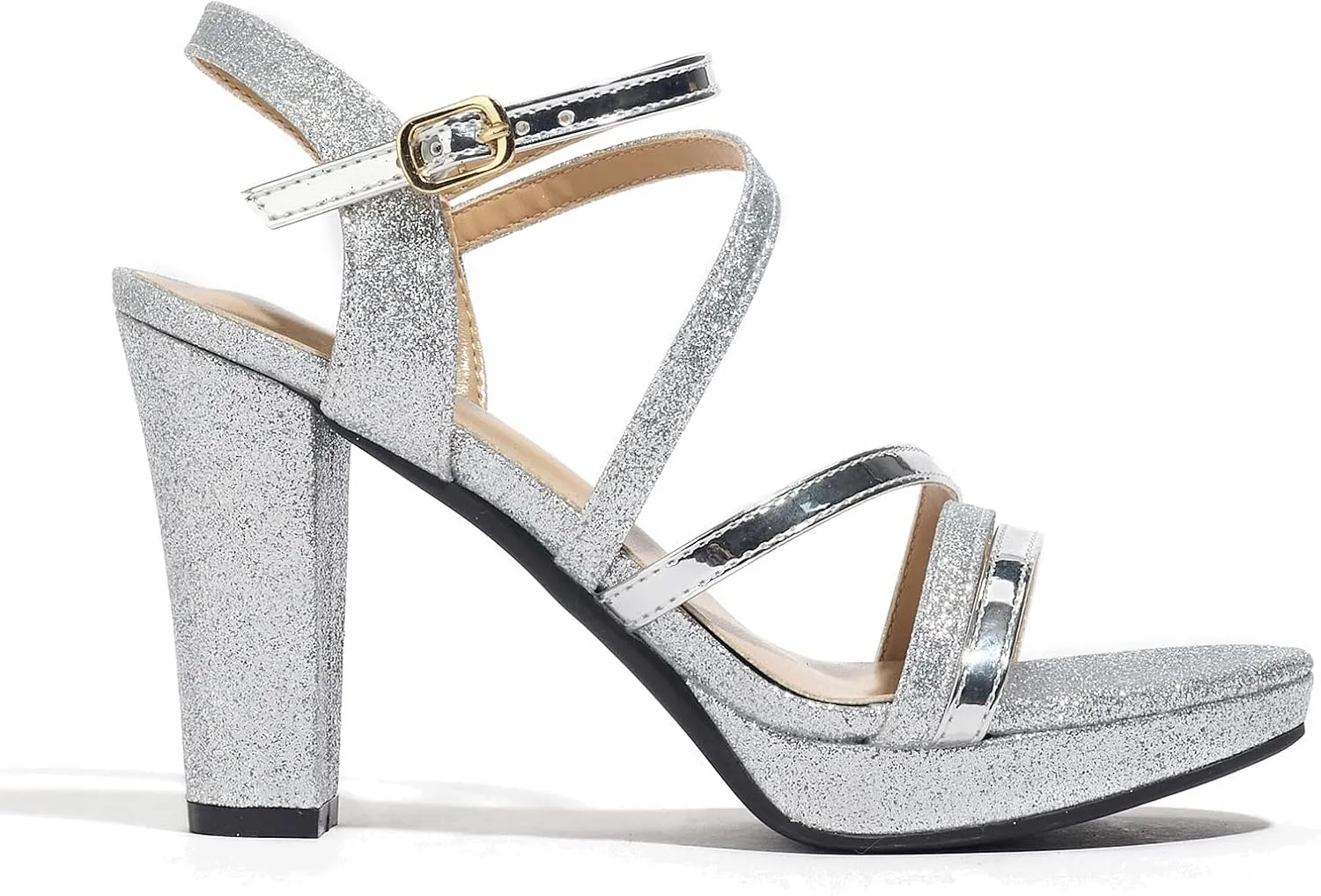 Block Heeled Platform Sandals Chunky Open Toe Shoes for Women