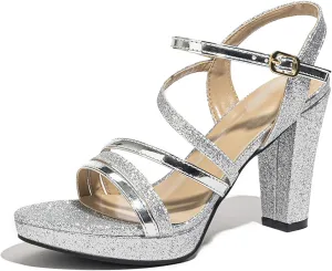 Block Heeled Platform Sandals Chunky Open Toe Shoes for Women