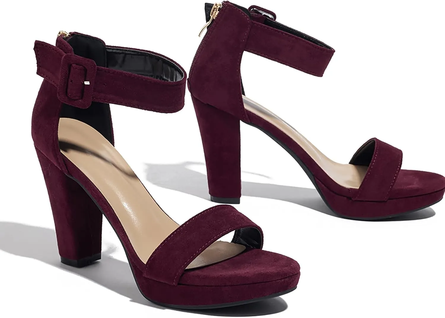 Block Heeled Platform Sandals Chunky Open Toe Shoes for Women
