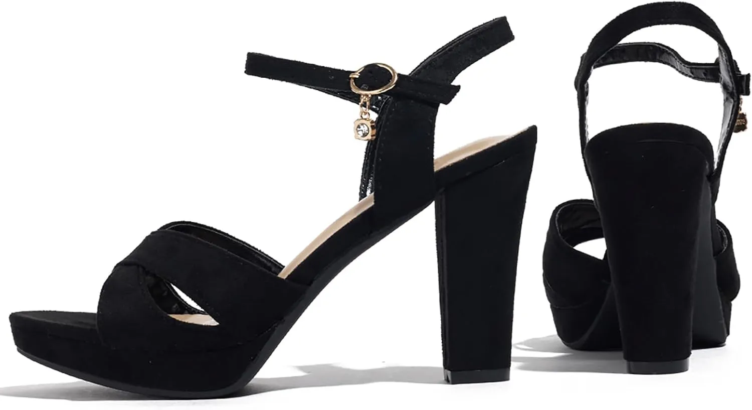 Block Heeled Platform Sandals Chunky Open Toe Shoes for Women