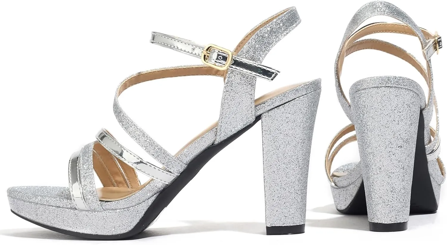Block Heeled Platform Sandals Chunky Open Toe Shoes for Women