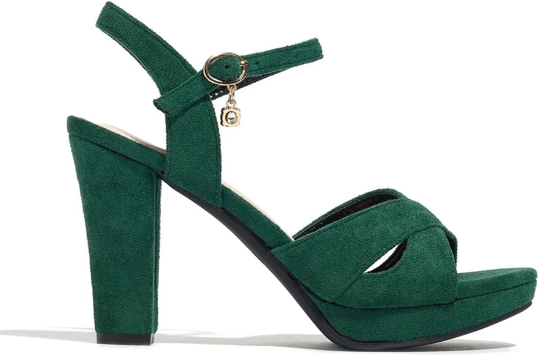 Block Heeled Platform Sandals Chunky Open Toe Shoes for Women