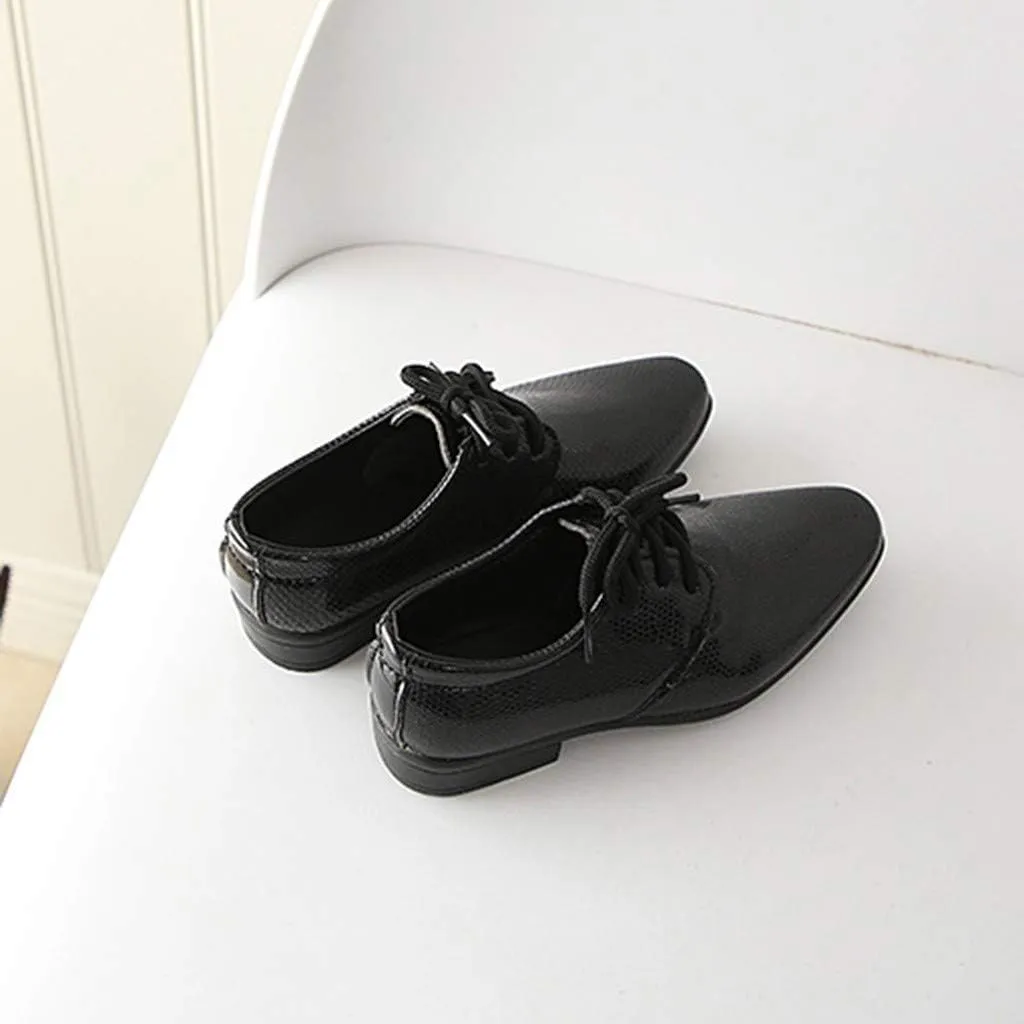 Boys Kids Toddler Leather Flat Performance Lace Up British 𝐒tyle Dress Shoes Big Kids Dance 𝐎xfords Loafers