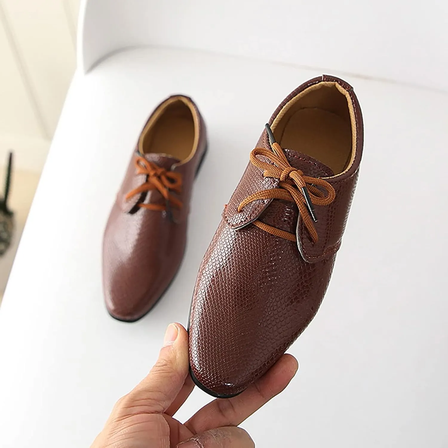 Boys Kids Toddler Leather Flat Performance Lace Up British 𝐒tyle Dress Shoes Big Kids Dance 𝐎xfords Loafers