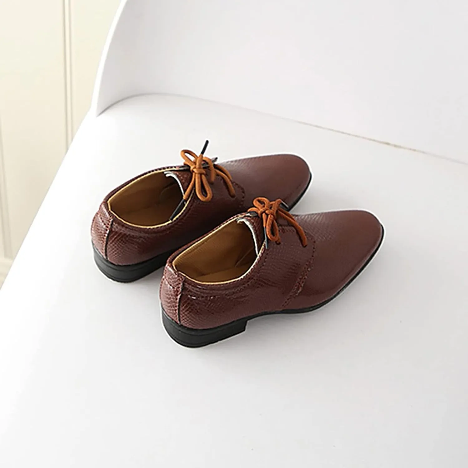 Boys Kids Toddler Leather Flat Performance Lace Up British 𝐒tyle Dress Shoes Big Kids Dance 𝐎xfords Loafers
