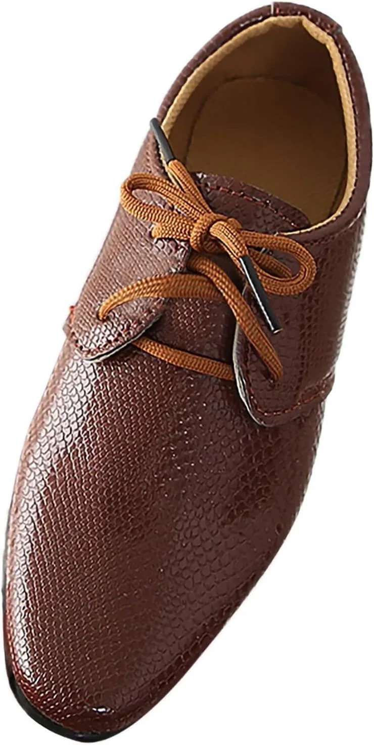 Boys Kids Toddler Leather Flat Performance Lace Up British 𝐒tyle Dress Shoes Big Kids Dance 𝐎xfords Loafers