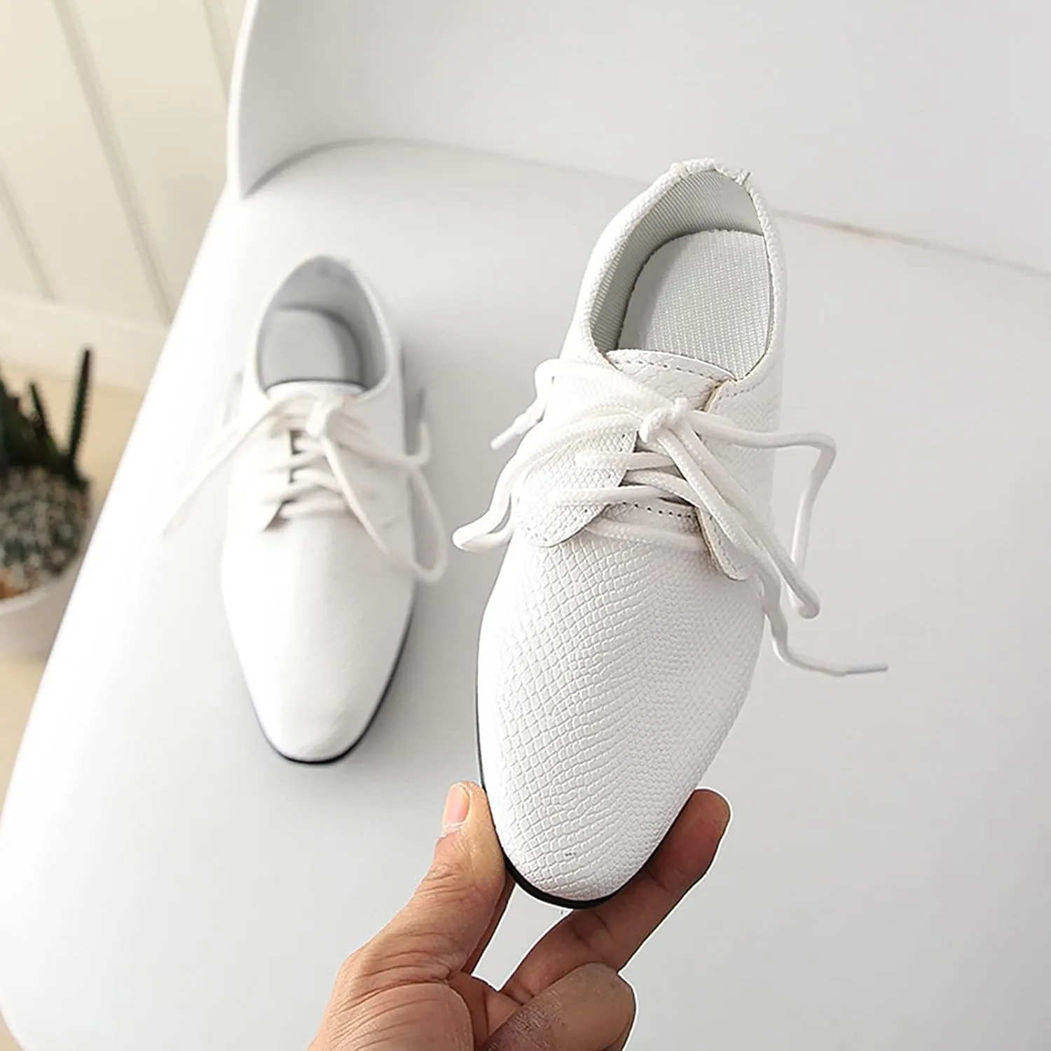 Boys Kids Toddler Leather Flat Performance Lace Up British 𝐒tyle Dress Shoes Big Kids Dance 𝐎xfords Loafers