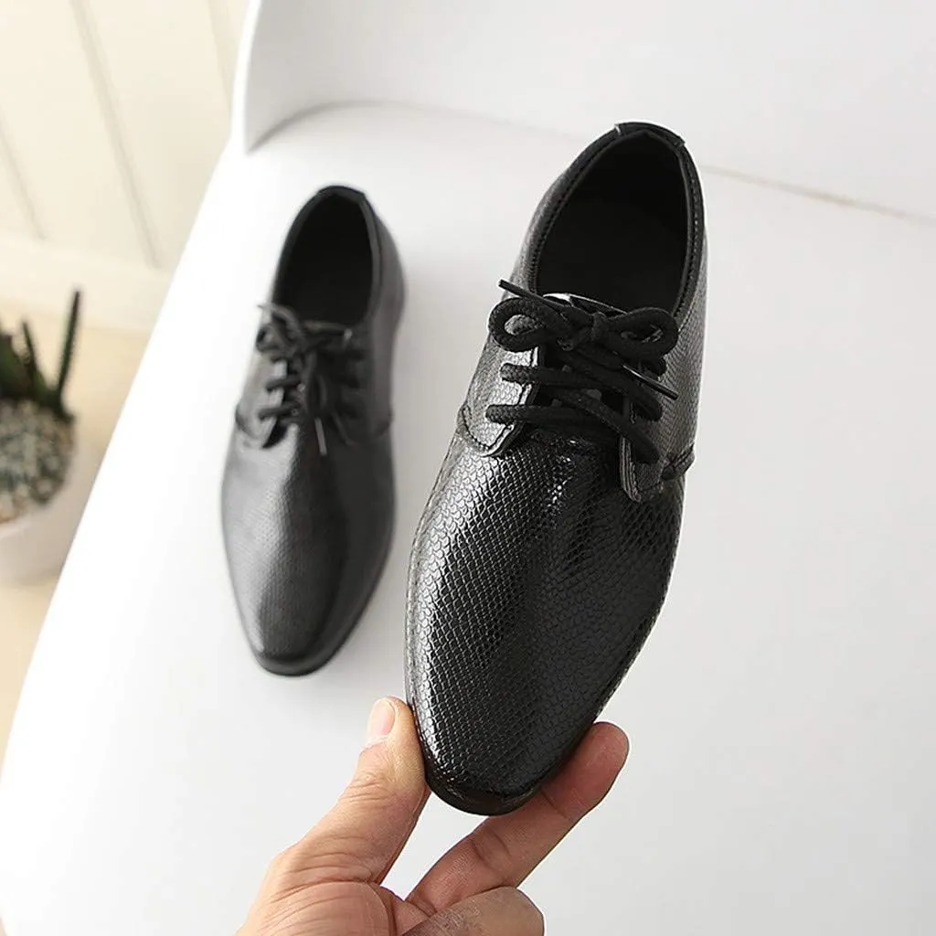 Boys Kids Toddler Leather Flat Performance Lace Up British 𝐒tyle Dress Shoes Big Kids Dance 𝐎xfords Loafers