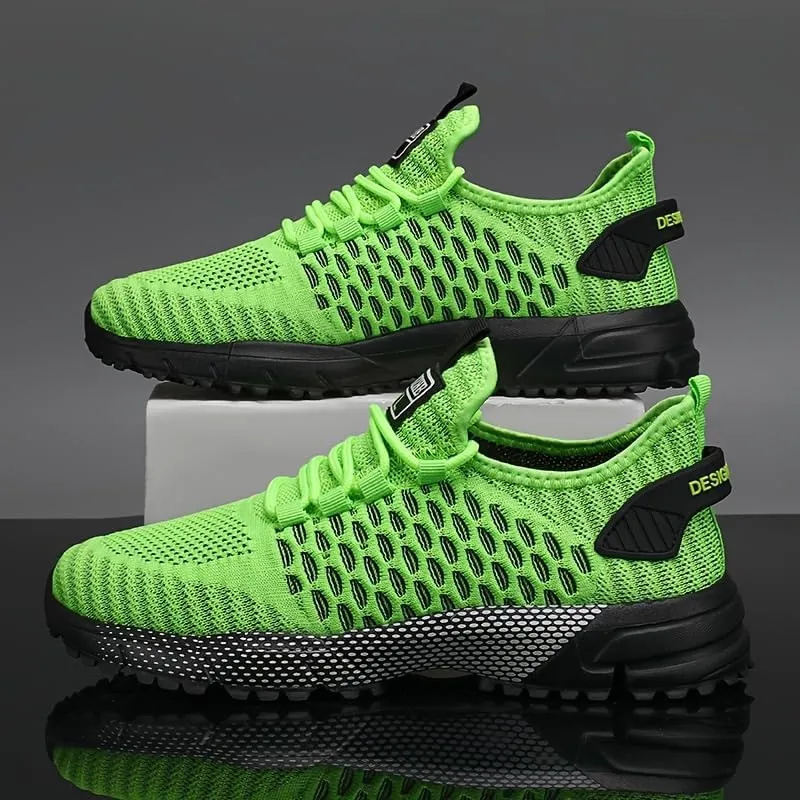 Breathable Athletic Sneakers Breathable Men's Casual Athletic Sneakers Lace-Up, Comfort Fit for All-Day Wear, Solid Color with Sporty Accents