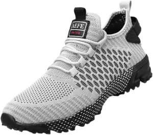 Breathable Athletic Sneakers Breathable Men's Casual Athletic Sneakers Lace-Up, Comfort Fit for All-Day Wear, Solid Color with Sporty Accents