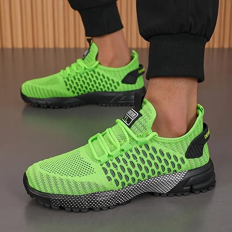 Breathable Athletic Sneakers Breathable Men's Casual Athletic Sneakers Lace-Up, Comfort Fit for All-Day Wear, Solid Color with Sporty Accents