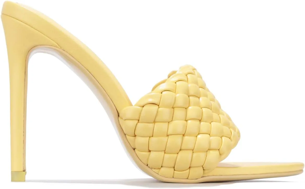 Cape Robbin Anson Sexy Woven High Heels for Women, Square Open Toe Shoes Heels