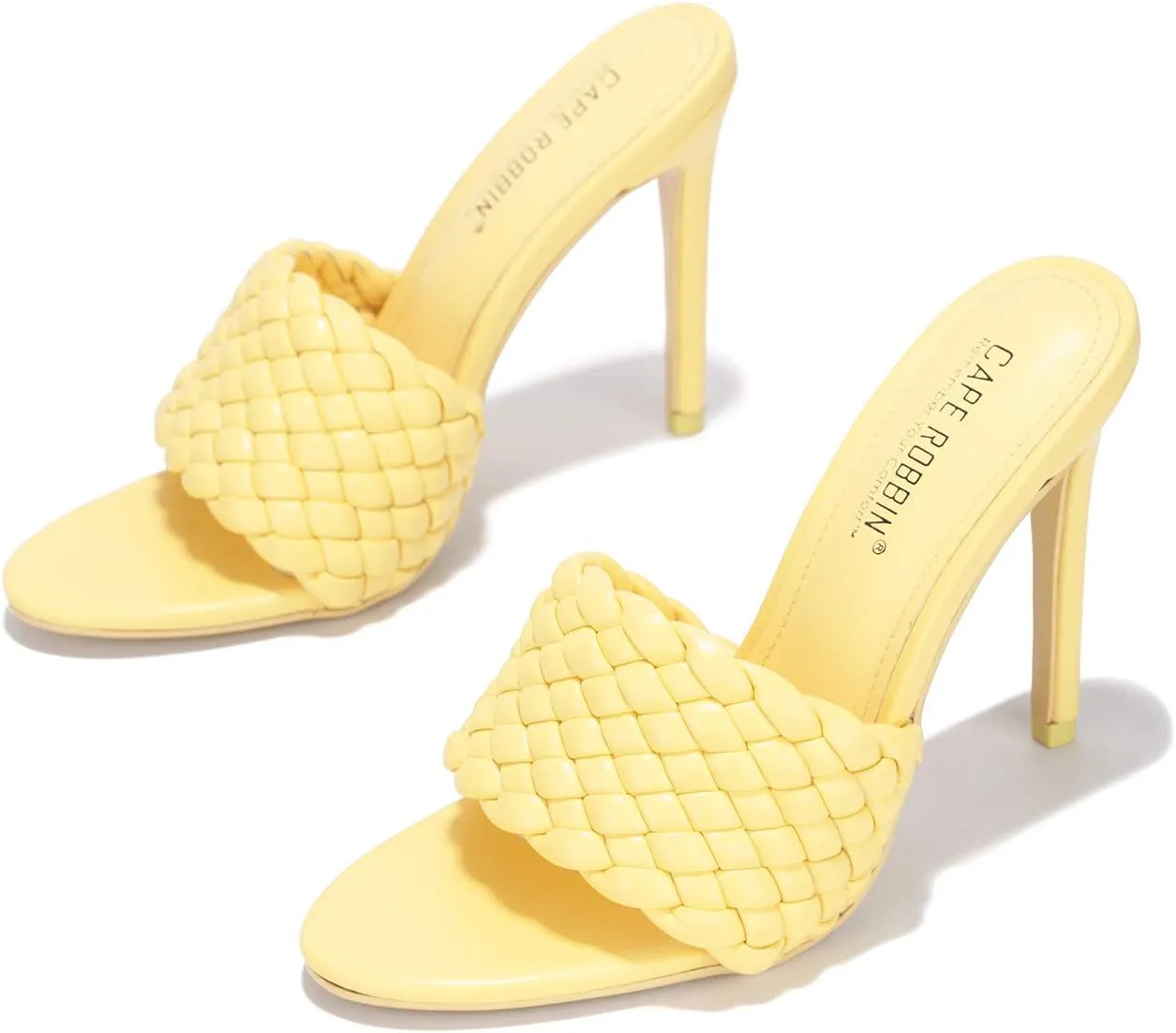 Cape Robbin Anson Sexy Woven High Heels for Women, Square Open Toe Shoes Heels