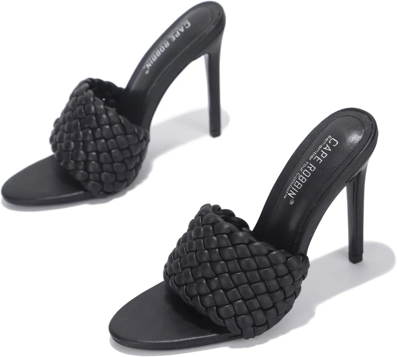Cape Robbin Anson Sexy Woven High Heels for Women, Square Open Toe Shoes Heels