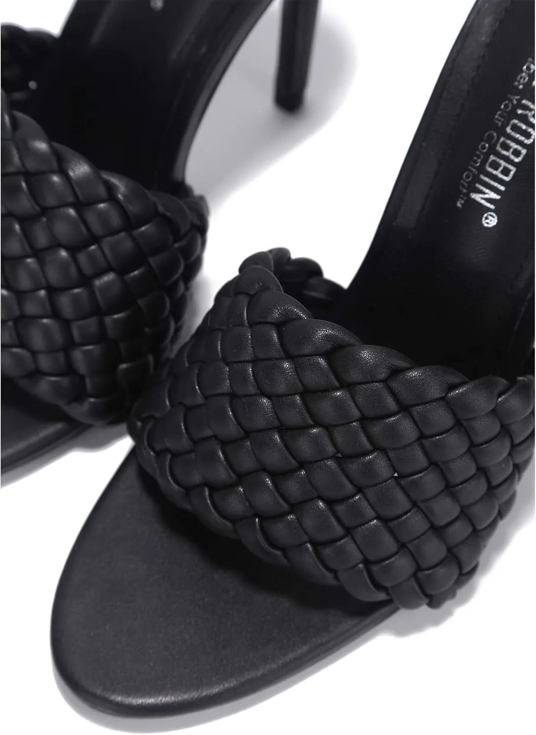 Cape Robbin Anson Sexy Woven High Heels for Women, Square Open Toe Shoes Heels