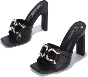 Cape Robbin Briar Sexy Stiletto High Heels for Women, Square Open Toe Shoes Heels