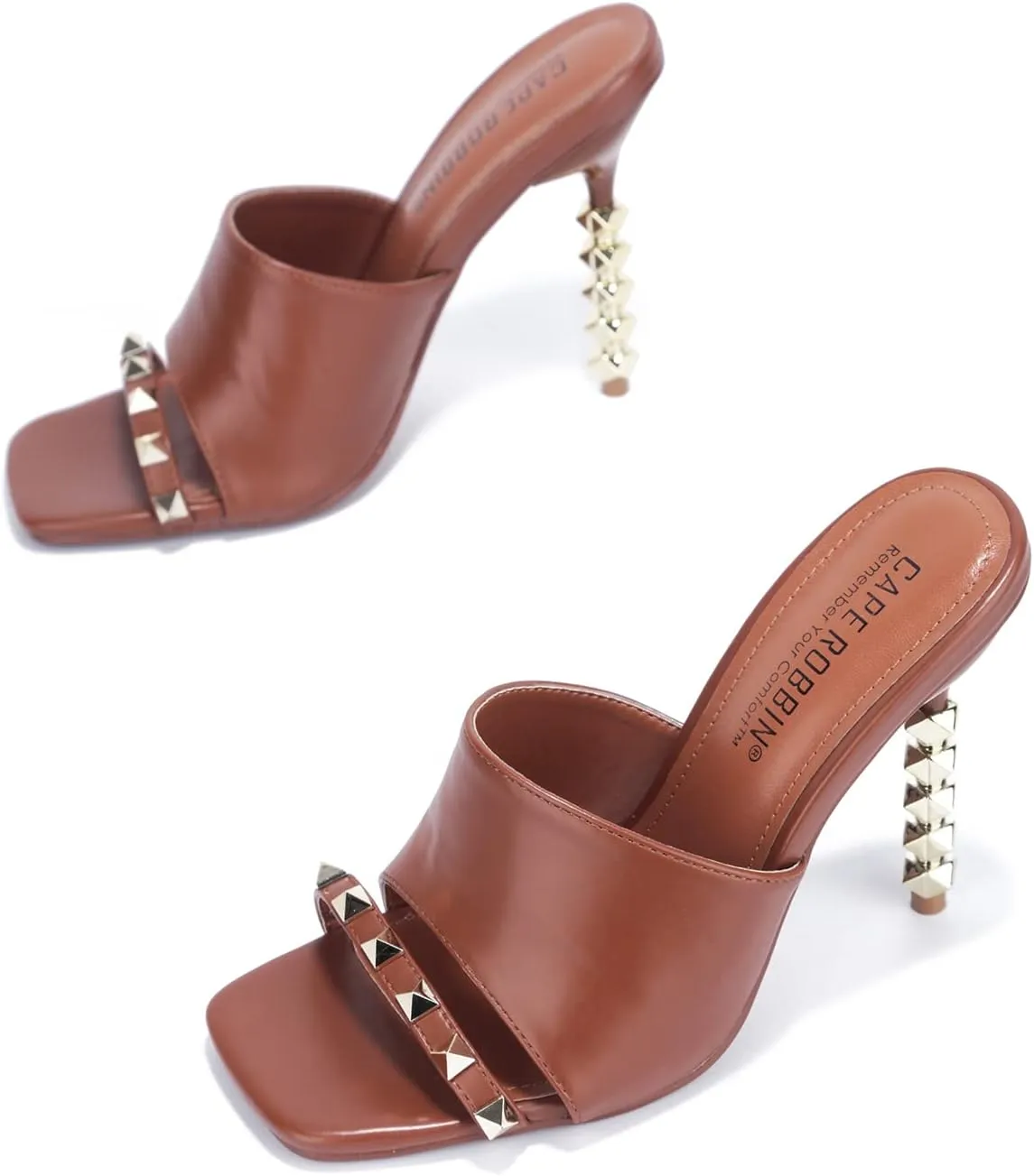 Cape Robbin Kamile Sexy Stiletto High Heels for Women, Square Open Toe Shoes Heels
