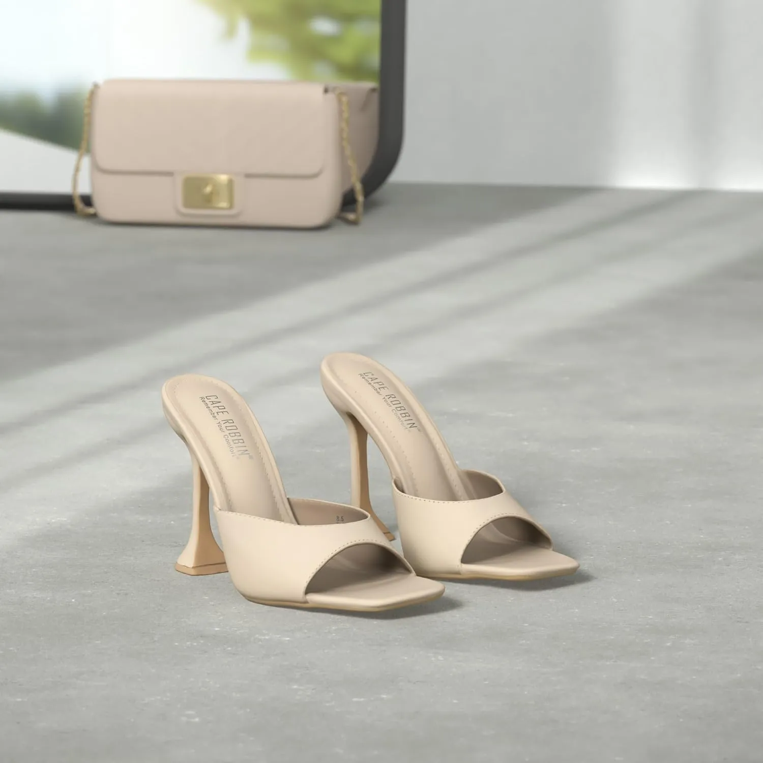 Cape Robbin Lithe Sexy High Heels for Women, Square Open Toe Shoes Heels