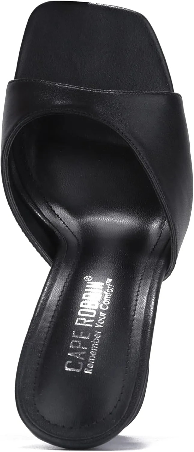 Cape Robbin Lithe Sexy High Heels for Women, Square Open Toe Shoes Heels