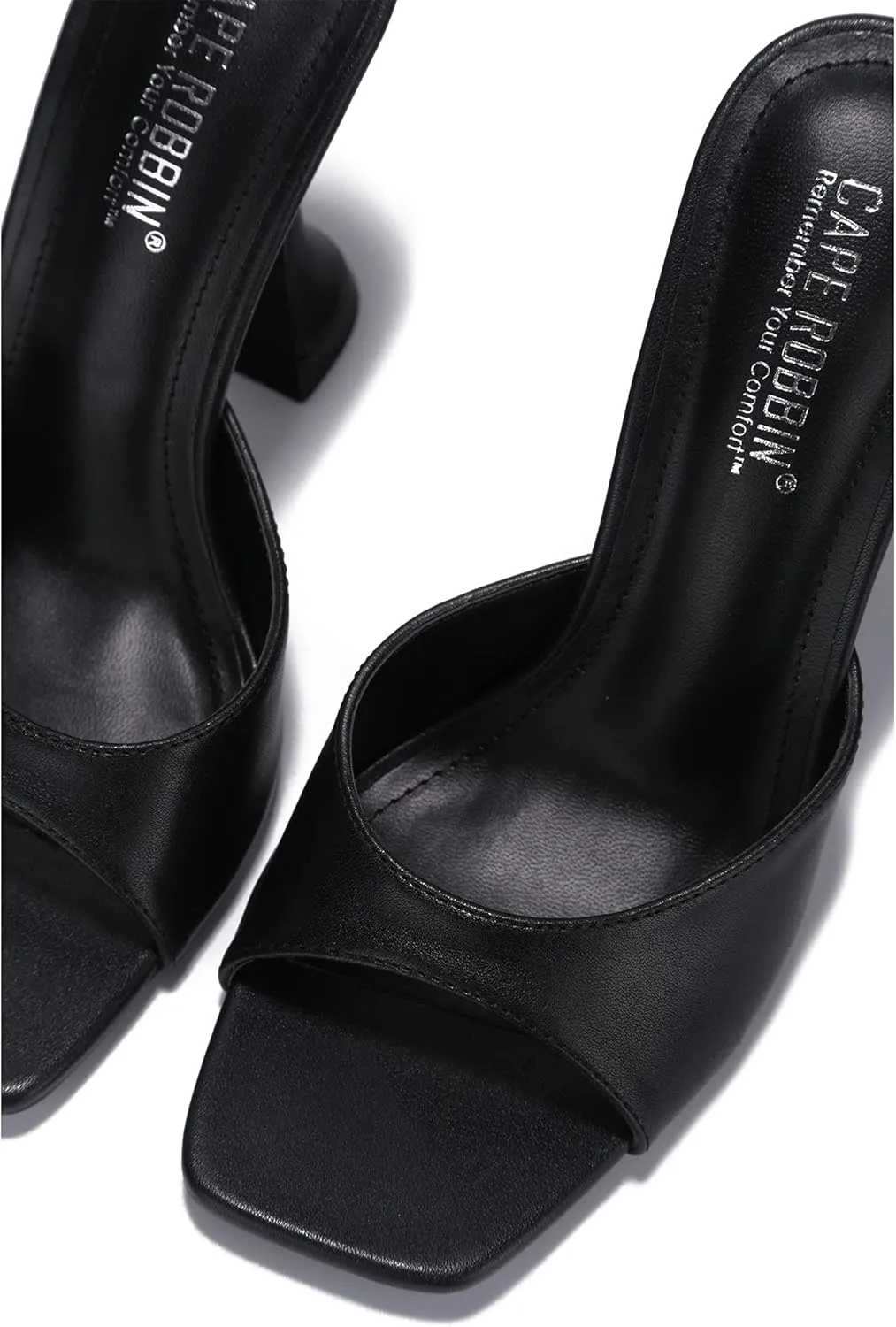 Cape Robbin Lithe Sexy High Heels for Women, Square Open Toe Shoes Heels