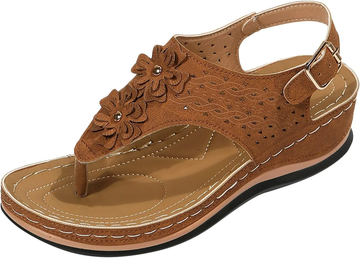 Cathalem Summer Sandals for Women 2024 Orthopedic Flip Flops Arch Support Ladies Lightweight Slip On Beach Sandals