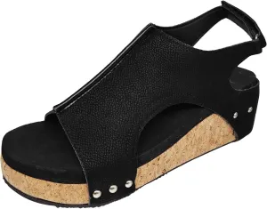 Cathalem Summer Sandals for Women 2024 Summer Platform Wedges Espadrille Heel Strappy Leather Arch Support Sandals