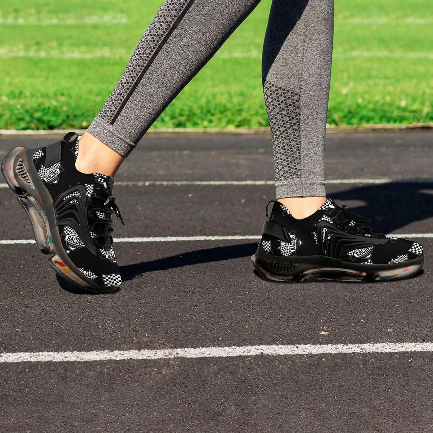 Checkered Flags Race Car Flag Women's Running Shoes Non Slip Breathable Sneakers for Walking Travel
