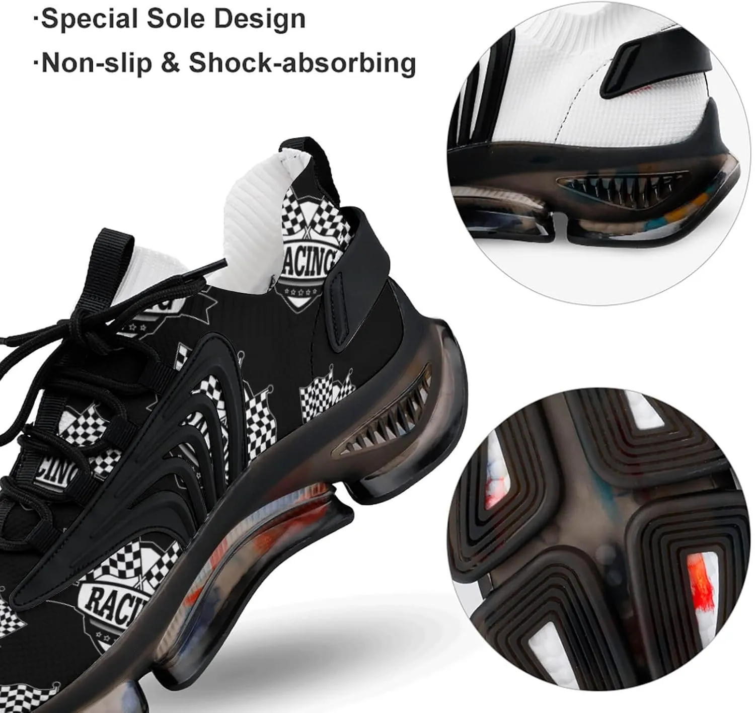 Checkered Flags Race Car Flag Women's Running Shoes Non Slip Breathable Sneakers for Walking Travel