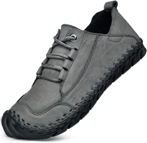 ChicWind Men's Hand Stitching Breathable Leather Sneakers Comfort Lace Up Driving Shoes