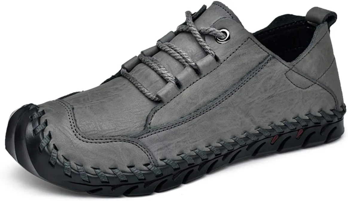 ChicWind Men's Hand Stitching Breathable Leather Sneakers Comfort Lace Up Driving Shoes