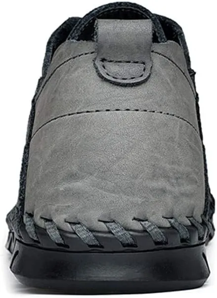 ChicWind Men's Hand Stitching Breathable Leather Sneakers Comfort Lace Up Driving Shoes