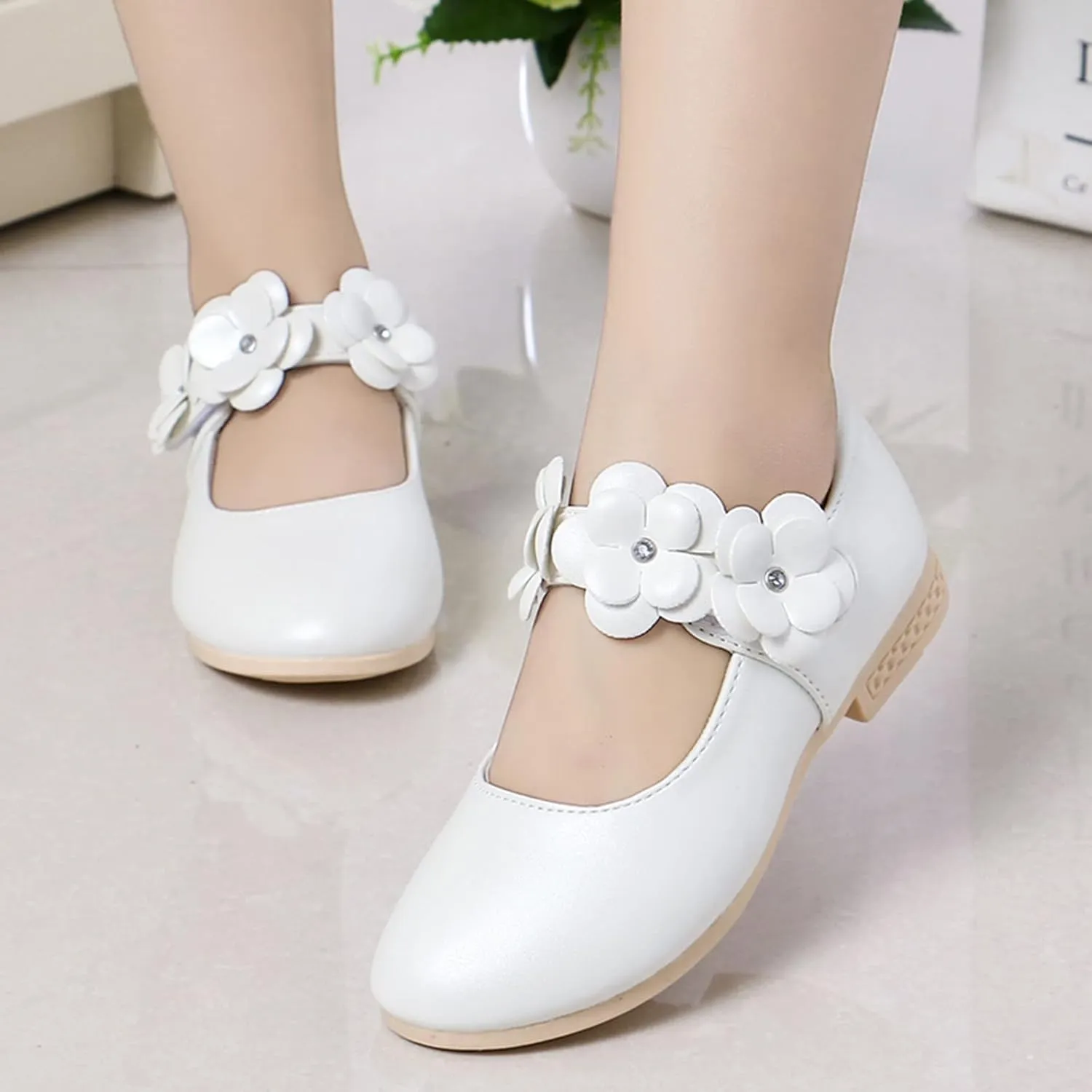 Children Shoes White Leather Shoes Bowknot Girls Princess Shoes Single Shoes Performance Shoes baby girl clothes