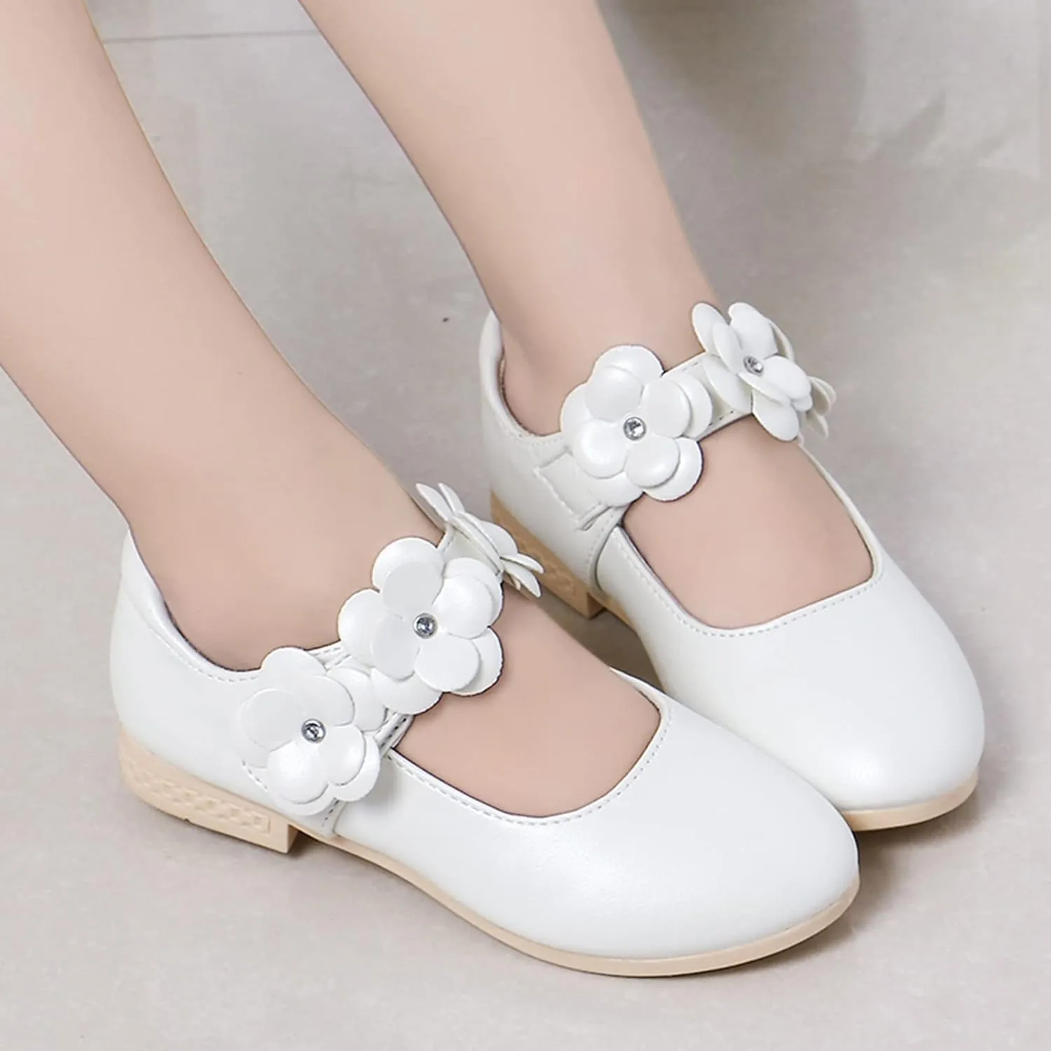 Children Shoes White Leather Shoes Bowknot Girls Princess Shoes Single Shoes Performance Shoes baby girl clothes