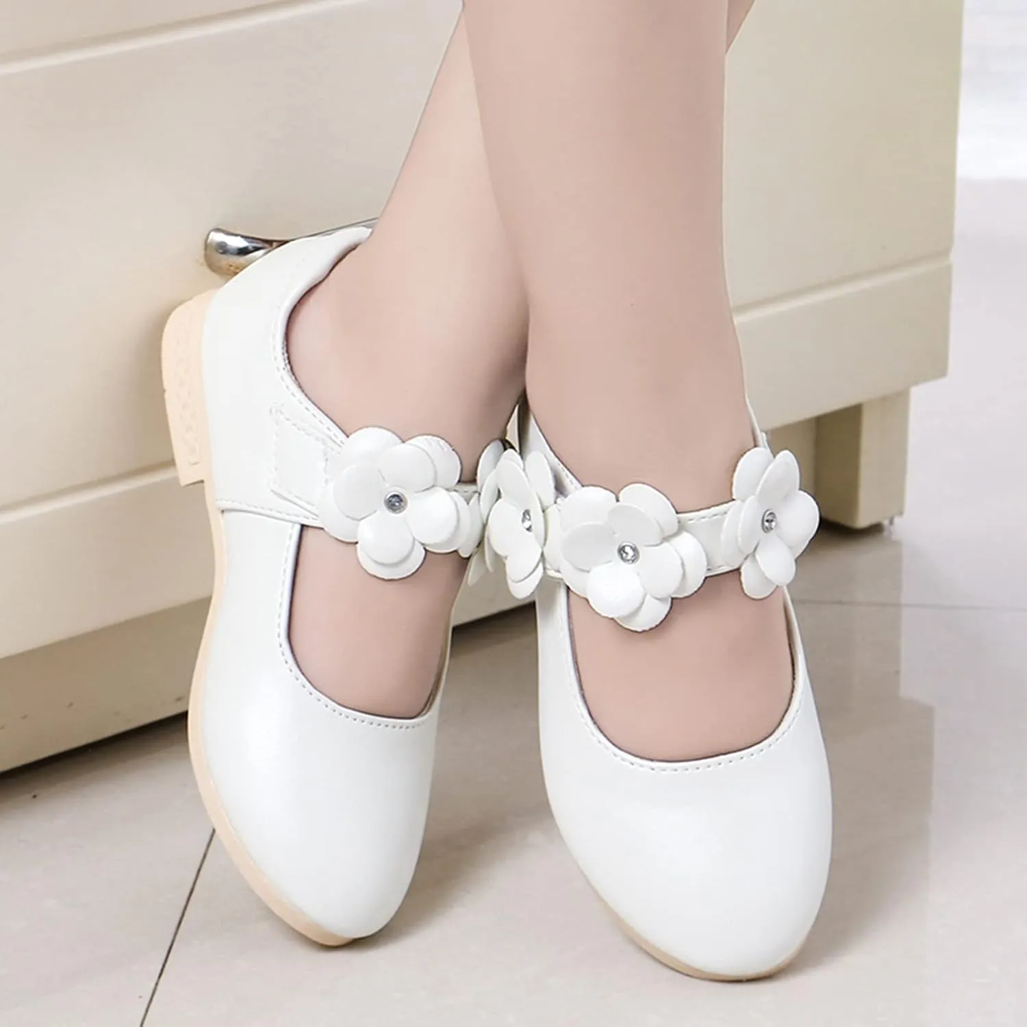 Children Shoes White Leather Shoes Bowknot Girls Princess Shoes Single Shoes Performance Shoes baby girl clothes