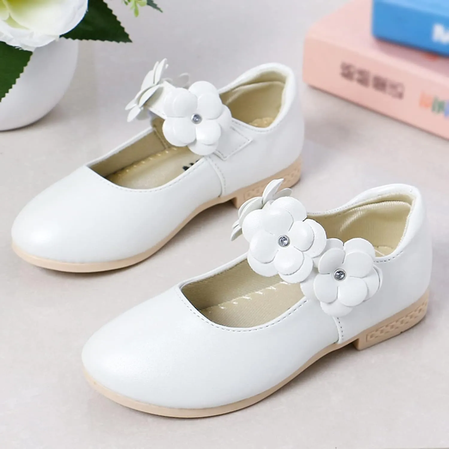 Children Shoes White Leather Shoes Bowknot Girls Princess Shoes Single Shoes Performance Shoes baby girl clothes
